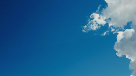 Cloud and sky view from above, and changes in daytime weather patterns.の写真素材
