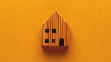 Wooden house model, concept house and real estate, brown wooden house photograph.の写真素材