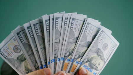 Dollar currency and financial investments, income from work and cash flow, financial success goals.の写真素材