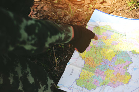 The use of jungle maps for surveying, terrain exploration, and maintaining border peace.の写真素材