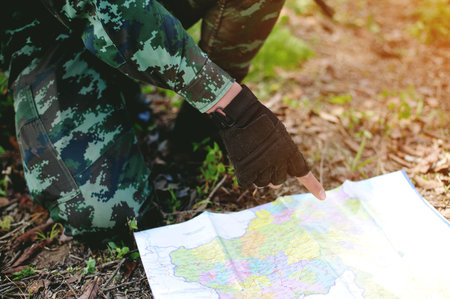 The use of jungle maps for surveying, terrain exploration, and maintaining border peace.の写真素材