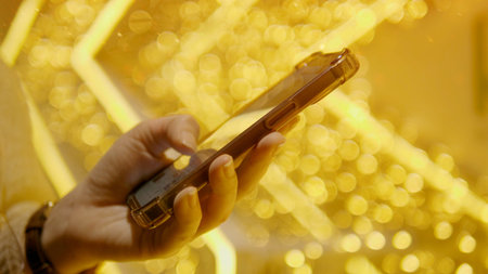 Using smartphones to search for information and to utilize social media effectively.の写真素材