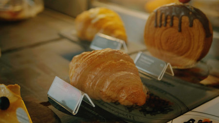 Croissants are food made from flour and baked fresh, ready to eat. Croissants from bakeries.の写真素材