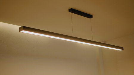 These light bulbs provide modern and beautiful indoor lighting with a warm glow.の写真素材