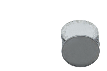 Coins on white background isolated clipping path on white background.の写真素材