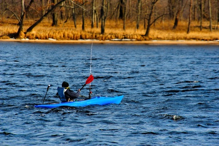 Winter Kayaking on the Wisconsin Riverの写真素材
