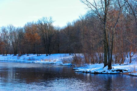 Winter Blues on the Wisconsin Riverの写真素材