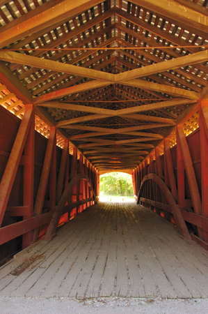 Hillsdale Covered Bridge Interior - Ernie Pyle Historical Site, Indiana - 1876の写真素材
