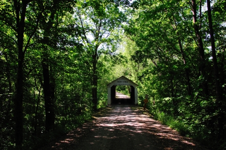 Down a Peaceful, Covered Bridge,  Back Road - Marshall Covered Bridge in Indiana - 1917のeditorial素材