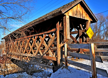 Covered Bridge on Bike Trail at Elroy, Wisconsin - Side Viewの写真素材