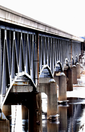 Angle View of Bridge over Wisconsin Riverの写真素材