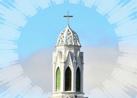 Beautiful Church Steeple - New Albin, Iowaの写真素材