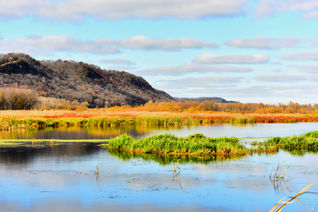 Fall Color in New Albin, Iowa - Upper Mississippi Refugeの写真素材