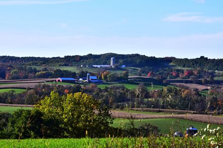 Pastoral Farms in Hills of Wisconsinの写真素材