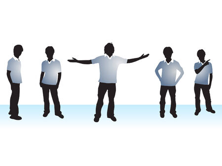 Abstract halftone background with Illustration of boy silhouettes illustrationのイラスト素材