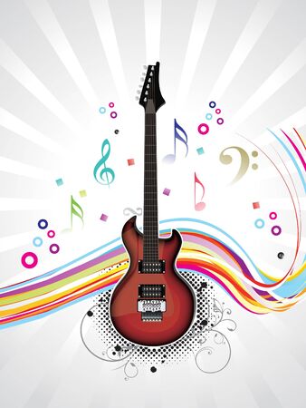 abstract musical guitar with wave vector illustrationのイラスト素材