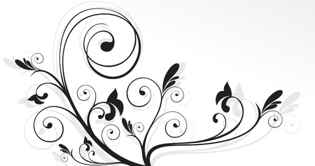 abstract floral background in black cokour vector illustration のイラスト素材