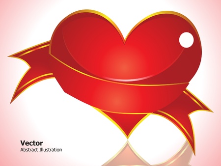 abstract glossy red heart wtih pink background vectorのイラスト素材