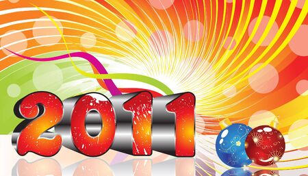 absract colorful new year 2011 theme  vector illustrationのイラスト素材