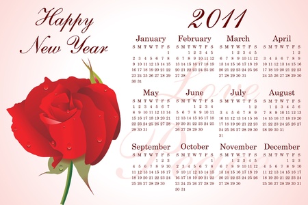 abstract 2011 calender with rose vector illustration のイラスト素材