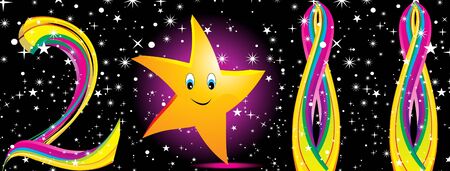 abstract colorul 2011 with stars vector illustration のイラスト素材