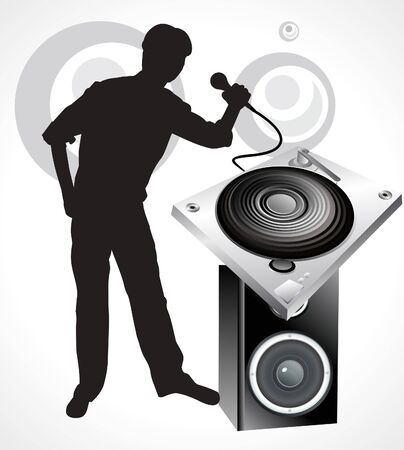 abstract music shilloutes with speaker vector illustration のイラスト素材