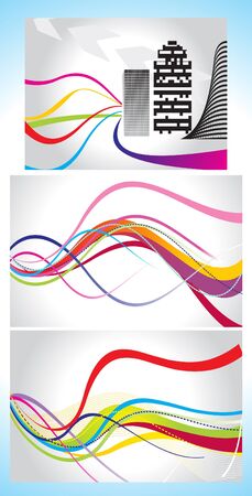 abstract  colorul wave background set vector illustration のイラスト素材