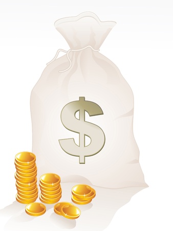 abstract money bag with golden coins vector illustrationのイラスト素材