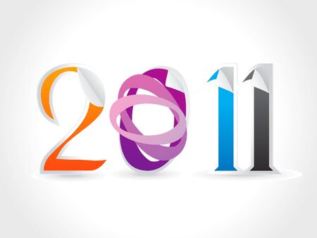 abstract colorful 2011 text sticker vector illustrationのイラスト素材