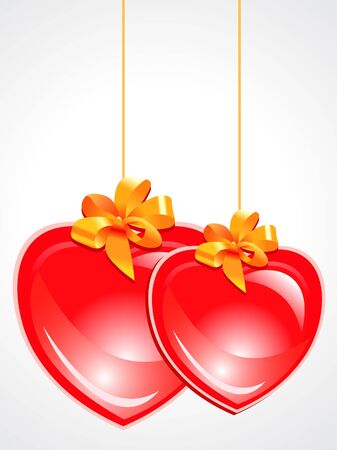 abstract red glossy heart vector illustrationのイラスト素材