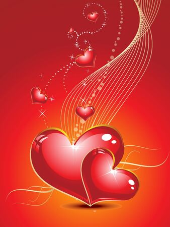 abstract glossy hear with gold effectのイラスト素材