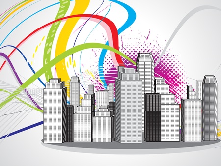 abstract colorful city vector illustrationのイラスト素材