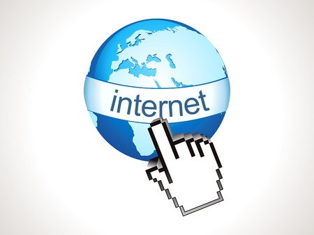 abstract blue globe with internet hand curssor vector illustrationのイラスト素材