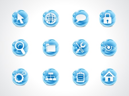 abstract blue shiny web icon set vector illustrationのイラスト素材