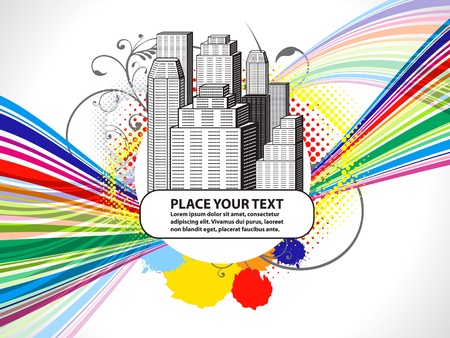 abstract colorful building with grunge vector illustrationのイラスト素材