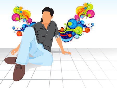 abstract fashion silhouette with magical wave vector illustrationのイラスト素材