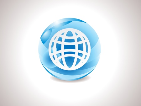 abstract glossy blue globe icon vector illustrationのイラスト素材