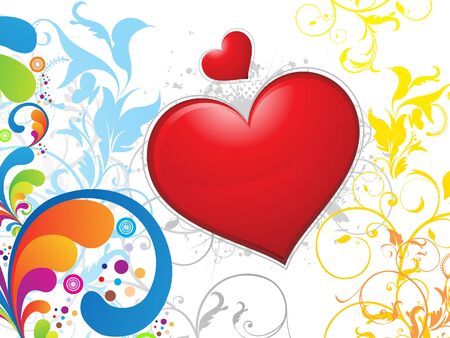 abstract colorful floral heart background のイラスト素材