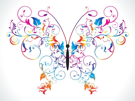 abstract colorful rainbow floral butterfly vector illustrationのイラスト素材