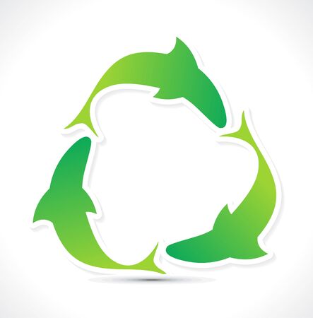 abstract green eco  fish recycle iconのイラスト素材