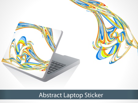 abstract colorful line wave laptop sticker vector illustrationのイラスト素材