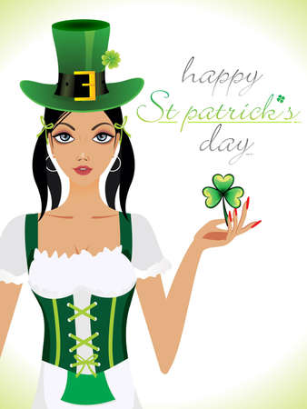 abstract st patrick girl vector illustrationのイラスト素材