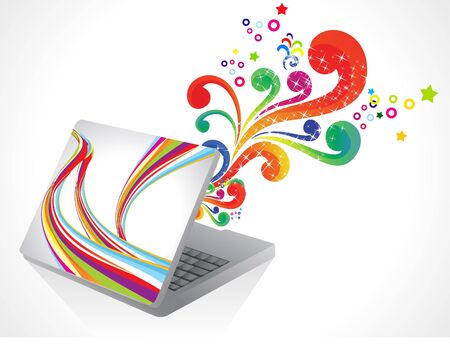 abstract magical laptop explode vector illustrationのイラスト素材