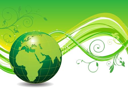 abstact green eco wave background vector illustrationのイラスト素材