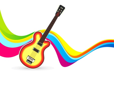 abstract colorful wave background with guitar vector illustrationのイラスト素材