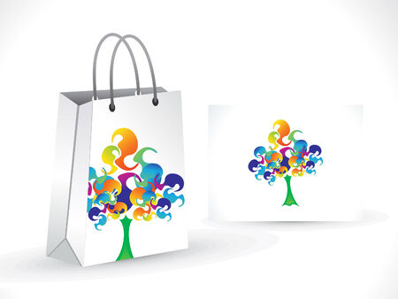 abstract artistic colorful  tree shopping bag vector illustrationのイラスト素材