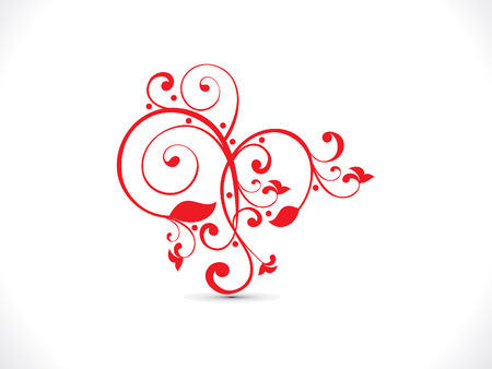 abstract artistic red floral heart vector illustrationのイラスト素材