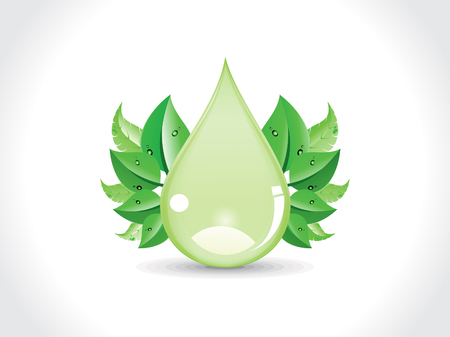 abstract green drop with leaf vector illustrationのイラスト素材