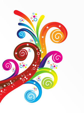 abstract artistic creative colorful rainbow floral  illustrationのイラスト素材