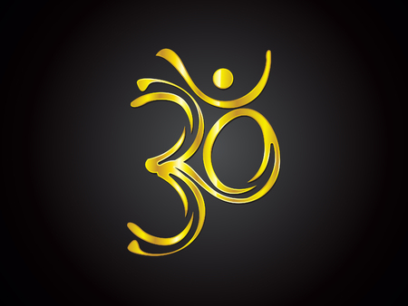 abstract artistic creative golden om text vector illustration
